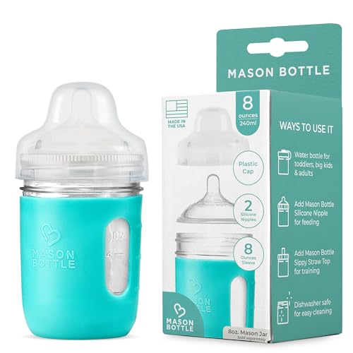 Mason Bottle 8 Ounce Glass Baby Bottles DIY Kit Convert Your Mason Jars from Home Non Toxic BPA and BPS Free 100 Made in The USA 0 belly baby and beyond