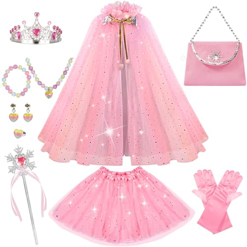 Meland Princess Dress up Clothes for Little Girl 11Pcs Princess Cape with Crown Princess Dresses for Girl 3 8 Birthday Gift 0 belly baby and beyond