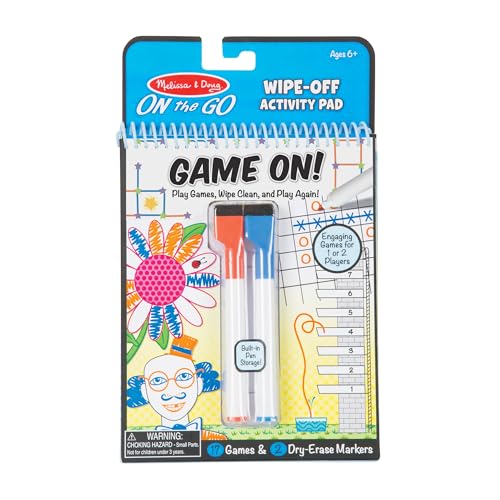 Melissa Doug On the Go Game On Reusable Games Wipe Off Activity Pad Reusable Travel Toy with 2 Dry Erase Markers FSC Certified 0 belly baby and beyond