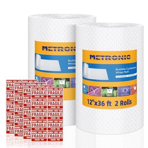 Metronic Bubble Cushioning Wrap 2 Pack 12 Inch x 72ft Total Dense Bubble Packing Air Wrap Clear Bubble Packing Roll for Shipping and Moving Supplies Perforated Every 12 0 belly baby and beyond