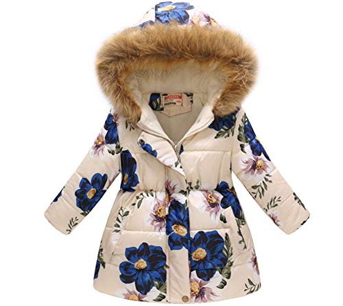 Miss Bei Girls Winter Coat Jacket Hooded Kids Toddler Flower Print Parka Outwear Warm Cotton Puffer Hooded Jacket 0 belly baby and beyond