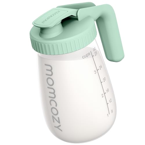 Momcozy Breast Milk Pitcher Resistant to Heat and Cold Abrupt Temp Swings No Leak Breast Milk Fridge Storage Container With Wide Mouth Fast Baby Formula Maker Breastfeeding Essentials Green 0 belly baby and beyond