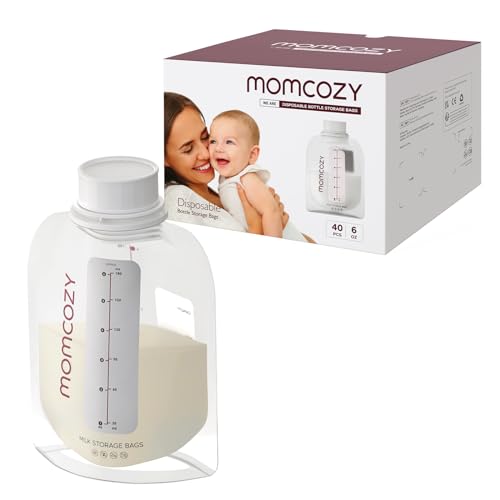 Momcozy Direct to Feed Breast Milk Storage Bags Twist Cap Transfer Free Milk Freezer Storage Pouches Easy Storing Freezing Heating Feeding Breastfeeding Essentials Kit 6 OZ 40 PCS 0 belly baby and beyond