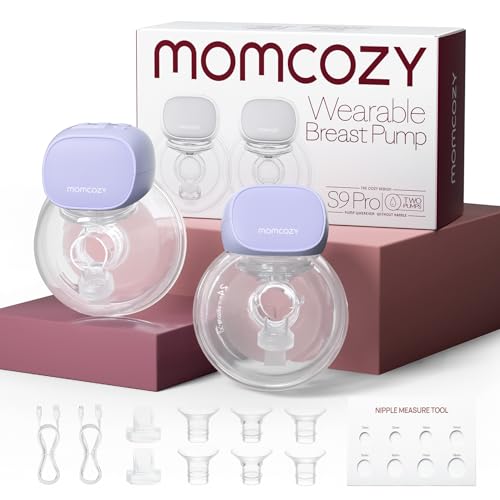Momcozy Hands Free Breast Pump S9 Pro Updated Wearable Breast Pump of Longest Battery Life LED Display Double Portable Electric Breast Pump with 2 Modes 9 Levels 24mm 2 Pack Purple 0 belly baby and beyond