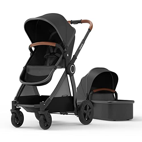 Mompush Ultimate2 Baby Stroller for Toddler with Removable Bassinet Reversible Stroller Seat Full Size for Comfortable Outings with Baby Smooth Glide Bassinet Stroller 0 belly baby and beyond