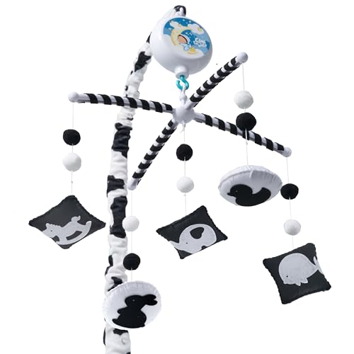 Montessori Mobile Baby for Crib TINITIGIES Digital Music Box with 12 lullabies 3 Modes Rotating only Music only Rotating with Music Black and White Baby Mobile for Boys Girls 0 belly baby and beyond