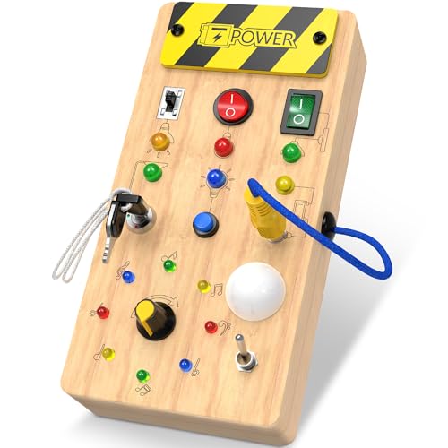 Montessori Toddler Toys Baby Wooden Busy Board Sensory Toys with Light Switch Baby Travel Toys Preschool Educational Learning Activities Toys Gifts for Boys Girls Ages 1 2 3 4 Year Old 0 belly baby and beyond