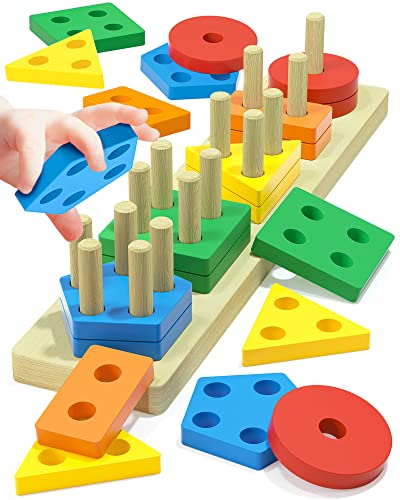 Montessori Toys for 1 2 3 Year Old Boys Girls Toddlers Wooden Sensory Toys for Ages 2 4 0 2 1 2 Year Old Boy Girl Birthday Gifts Educational Toddler Learning Puzzles Toys 0 belly baby and beyond