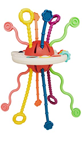 Montessori Toys for Babies Food Grade Silicone Pull String Baby Sensory Teething Toys Fine Motor Skill Travel Toys Birthday Gifts for Infant Boys Girls 18 Months 0 belly baby and beyond