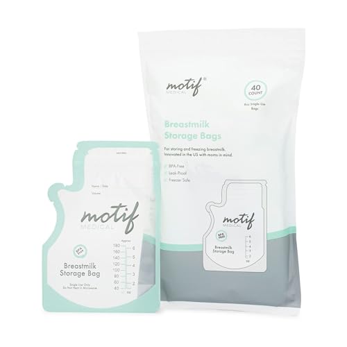 Motif Medical Milk Storage Bags 8 oz Milk Freezer Bag with Easy Pour Spout BPA Free Write On Label 40 Count 0 belly baby and beyond