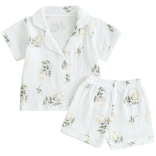 Mubineo Toddler Baby Boy Girl Summer Pajamas Sets Cotton Linen Short Sleeve Pjs Sleepwear Homewear Comfy Clothes Outfits 0 belly baby and beyond