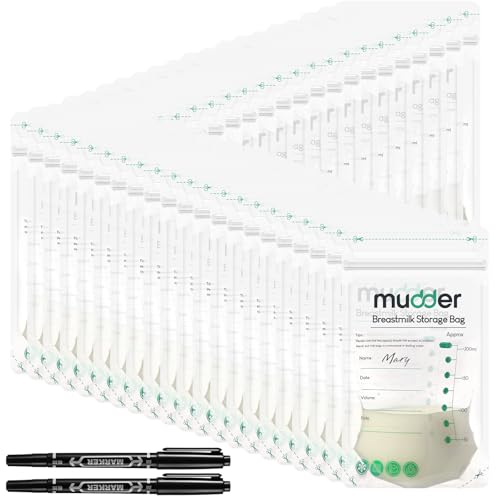 Mudder 300 Count 7 oz Breastmilk Storage Bag with Double Zipper Seal Breastmilk Bags for Breastfeeding Self Standing Leakproof Hygienic Milk Storage Freezer Bags Container for Freezing Refrigeration 0 belly baby and beyond