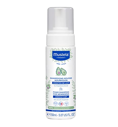 Mustela Cradle Cap Foam Shampoo for Newborn Baby Shampoo with Natural Avocado Tear Free Fragrance Free 507 fl oz 0 belly baby and beyond