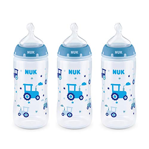 NUK Smooth Flow Anti Colic Baby Bottle 10 oz 3 Pack Tractor 0 belly baby and beyond