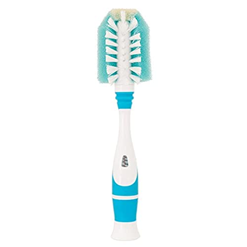 NUK Triple Action Baby Bottle Nipple Brush 3 Powerful Cleaning Materials Bristles Sponge Scruber Non Slip Handle Odor Resistant Top Rack Dishwasher Safe 0 belly baby and beyond
