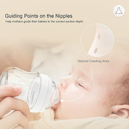 Natural Glass Baby Bottles Set 4 Pack Newborn Girl Breastfeeding Bottles with Slow Flow Nipples 0 Months 3 oz 5 oz Pink 0 1 belly baby and beyond