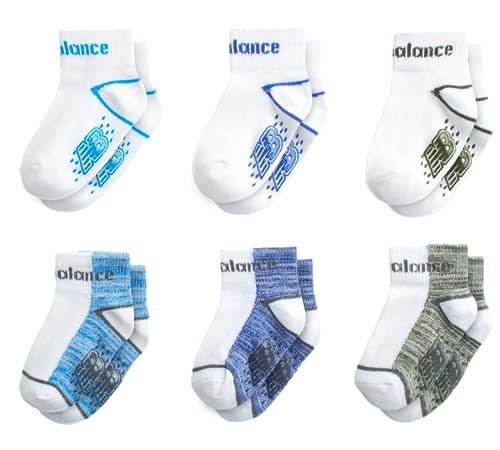 New Balance Baby Boys Socks 6 Pack Quarter Cut Non Skid Gripper Socks InfantToddler 0 belly baby and beyond