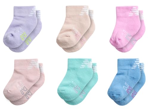 New Balance Baby Girls Socks 6 Pack Cushion Quarter Cut Socks Socks InfantToddler 0 belly baby and beyond
