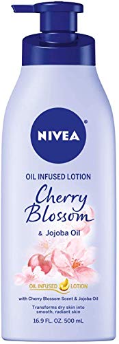 Nivea Oil Infused Cherry Blossom and Jojoba Oil Body Lotion Non Greasy Cherry Blossom Scented Lotion Moisturizes for 24 Hours 169 Fl Oz Pump Bottle 0 belly baby and beyond