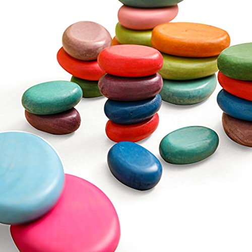 OESSUF 16pcs Extra Large Wooden Stacking Rocks Safe Montessori Toys for 1 3 Year Old Waldorf Wooden Blocks for Toddlers 1 3 Smooth Stacking Stones for Toddlers for Kids and STEM Play 0 belly baby and beyond