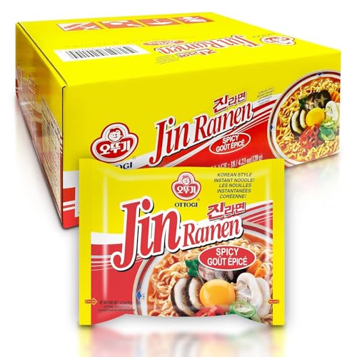 OTTOGI Jin Ramen Spicy Flavor 423 oz Pack of 18 Authentic Korean Instant Noodles Rich and Savory Broth Quick and Easy Meal 0 belly baby and beyond