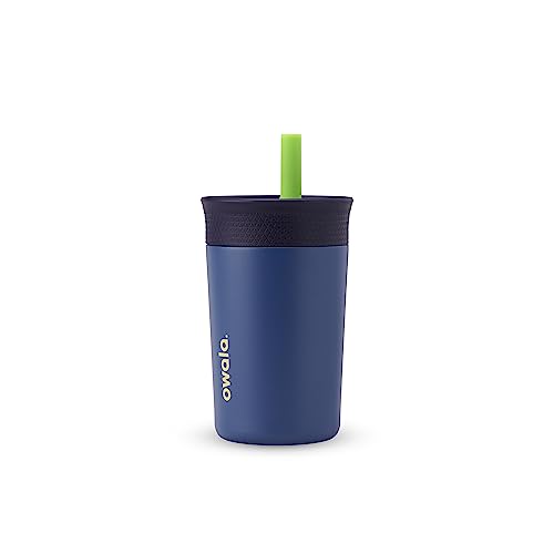 Owala Kids Insulation Stainless Steel Tumbler with Spill Resistant Flexible Straw Easy to Clean Kids Water Bottle Great for Travel Dishwasher Safe 12 Oz Navy and Blue Home Base 0 belly baby and beyond