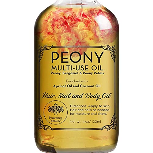 Peony Multi Use Oil for Face Body and Hair Organic Blend of Apricot Vitamin E and Sweet Almond Oil Moisturizer for Dry Skin Scalp Nails Rose Petals Bergamot Essential Oil 4 Fl Oz 0 belly baby and beyond