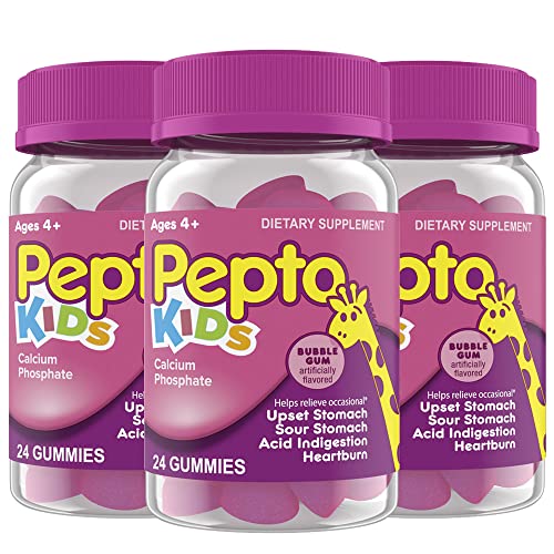Pepto Kids Gummies Helps Relieve Occasional Upset Stomach Acid Indigestion Sour Stomach and Heartburn 72 Total 3 Packs of 24 0 belly baby and beyond