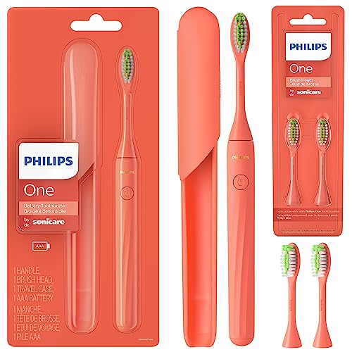 Philips One by Sonicare Battery Toothbrush Brush Head Bundle Miami Coral BD1001AZ 0 belly baby and beyond