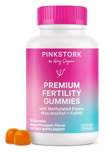 Pink Stork Premium Fertility Gummies for Women Prenatal Conception Supplements for Her with Inositol CoQ10 Folate and Vitamins to Support Hormone Balance Ovulation Menstrual Cycle 60 Gummies 0 belly baby and beyond