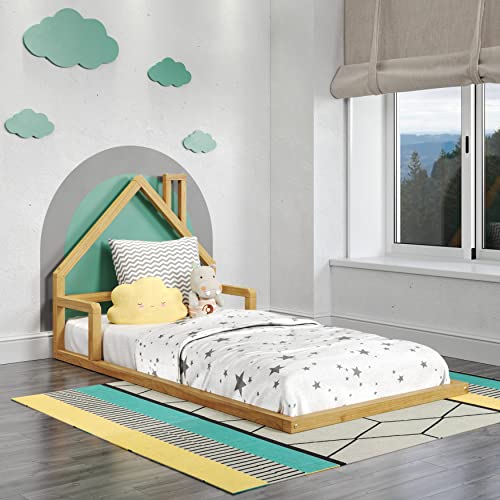 Pkolino Casita House Twin Floor Bed Montessori Inspired Solid FSC Certified Solid Wood Floor Bed Natural Wood 0 belly baby and beyond
