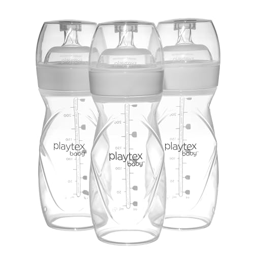 Playtex Baby Anti Colic Nurser Bottle with Pre Sterilized Disposable Drop Ins Liners Closer to Breastfeeding 8 Oz Bottles 3 Count 0 belly baby and beyond