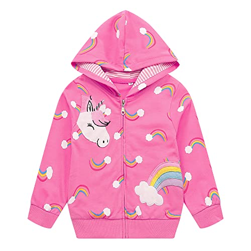 Popshion Toddler Girls Fleece Jackets Cotton Unicorn Hoodie Sweatshirt Fall Winter Zipper Coat Warm Hooded Sweater 2t 7t 0 belly baby and beyond