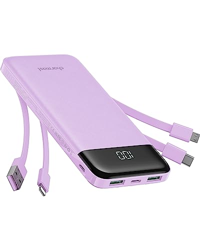Portable Charger with Built in Cables Portable Charger with Cords Wires Slim 10000mAh Travel Essentials Battery Pack 6 Outputs 3A High Speed Power Bank for iPhone Samsung Pixel LG Moto iPad 0 belly baby and beyond