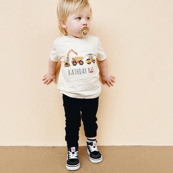 Pudcoco Toddler Baby Boys Birthday Boy Outfit Construction Short Sleeve Excavator T Shirt and Solid Shorts Set 0 0 belly baby and beyond