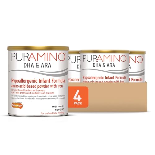 PurAmino Hypoallergenic Infant Drink for Severe Food Allergies Omega 3 DHA Iron Immune Support Powder Can 141 Oz 4 Count 0 belly baby and beyond