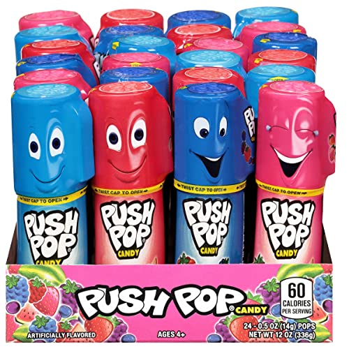 Push Pop Halloween Candy Individually Wrapped Bulk Lollipops 24 Ct Hard Candy in Assorted Flavors Fun Candy for Kids Party Favors and Gifts Halloween Candy Bowls Trick or Treat Goodie Bags 0 belly baby and beyond