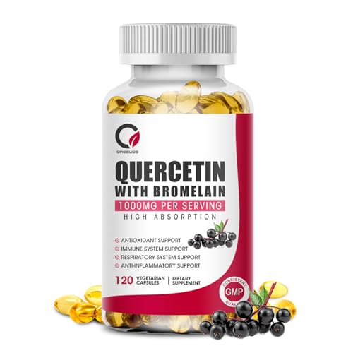 Quercetin with Bromelain 1000mg 120 Capsules with Vitamin C D3 Zinc Immune Support Supplement Quercetin Supplements with Bromelain Supports Respiratory System Veg Non GMO Gluten Free 0 belly baby and beyond
