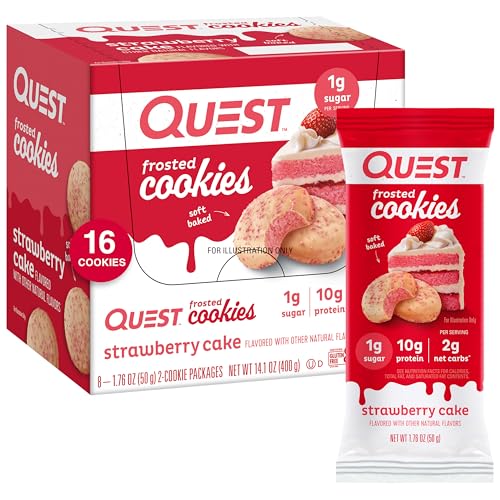 Quest Nutrition Frosted Cookies Twin Pack Strawberry Cake 1g Sugar 10g Protein 2g Net Carbs Gluten Free 16 Cookies 0 belly baby and beyond