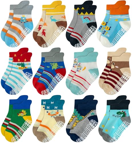 RATIVE Anti Slip Ankle Socks with Grips for Baby Toddler Kids Boys Girls 0 belly baby and beyond