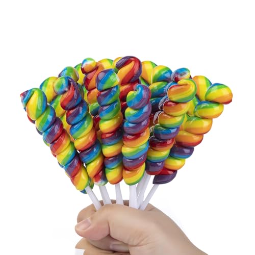 Rainbow Twist Lollipops Individually Wrapped Bulk Twisty Lollipop Kids Lollipops Candy for Birthday Party Mixed Fruit Flavor 15 Pack Big Size 0 belly baby and beyond