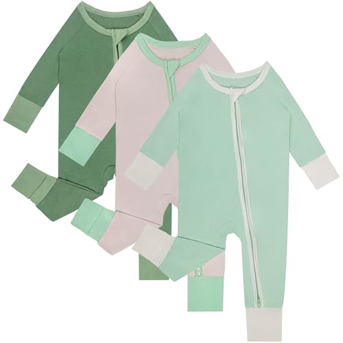 Rayon of Bamboo Pajamas Rompers 2 Way Zipper Long Sleeve Footless Rompers 0 belly baby and beyond