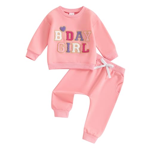 SAYOO Baby Birthday Girl Outfit Embroidery Birthday Girl Print Sweatshirt PulloverSweatpants Princess 2Pcs Fall Clothes 0 belly baby and beyond