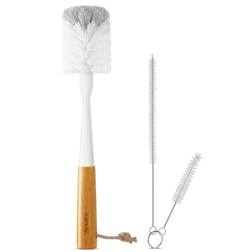 SUBEKYU Bottle Brush Baby Bottle Brush with Nipple and Straw Cleaner Set for Cleaning Water Bottle Gray White 0 belly baby and beyond