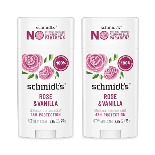 Schmidts Aluminum Free Vegan Deodorant Rose Vanilla with 24 Hour Odor Protection 2 Count for Women and Men Natural Ingredients Cruelty Free 265 oz 0 belly baby and beyond