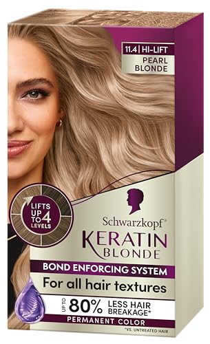 Schwarzkopf Keratin Blonde Hair Dye Pearl Blonde 114 Hi Lift Permanent Color 1 Application Hair Color Enriched with Keratin Lightens up to 4 Levels and Protects Hair from Breakage 0 belly baby and beyond