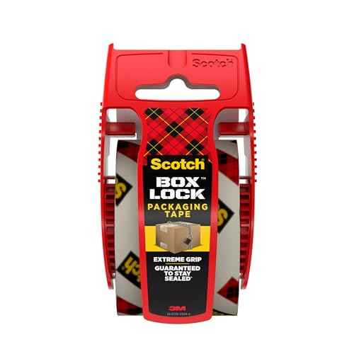 Scotch Box Lock Packing Tape Clear Extreme Grip Moving Tape 188 in x 1000 in 1 roll Dispenser Included 0 belly baby and beyond
