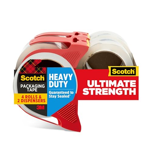 Scotch Heavy Duty Shipping and Moving Packing Tape Clear Packing and Moving Supplies 188 in x 546 yd 4 Tape Rolls with 4 Dispensers 0 belly baby and beyond