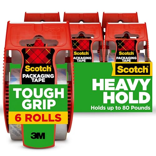 Scotch Tough Grip Moving Packing Tape Clear Moving Tape That Secures Boxes up to 80 Pounds Moving Supplies 188 in x 222 yd 6 Tape Rolls with Dispensers 0 belly baby and beyond