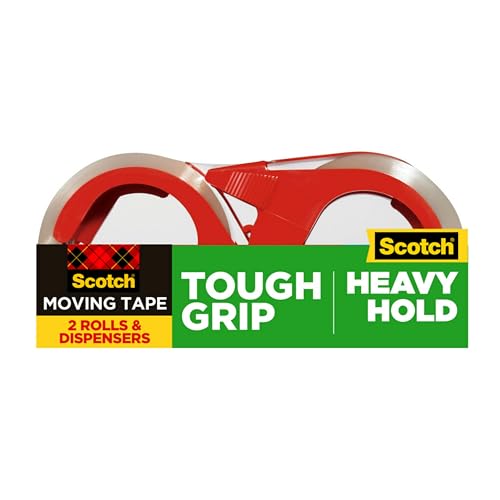Scotch Tough Grip Moving Packing Tape Clear Moving Tape That Secures Boxes up to 80 Pounds Moving Supplies 188 in x 546 yd 2 Tape Rolls with 1 Dispenser 0 belly baby and beyond
